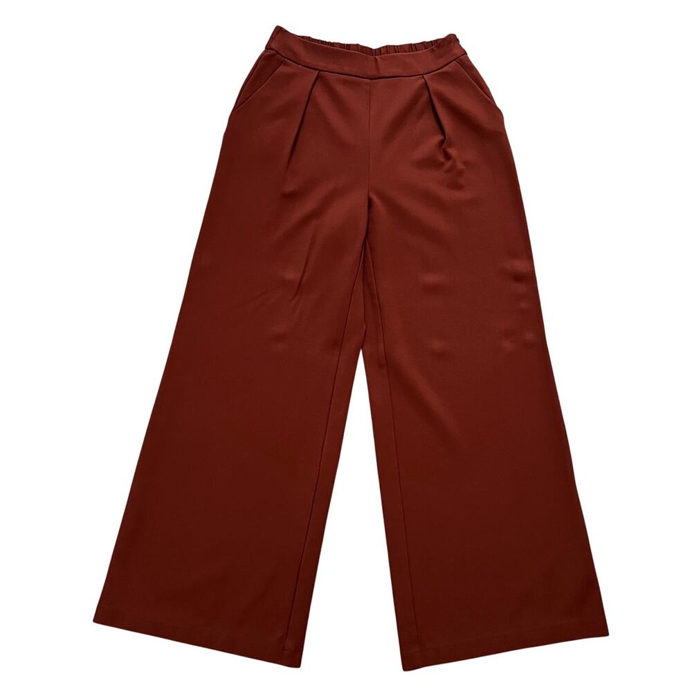 Wide-Leg High-Rise Pants in Deep Rust